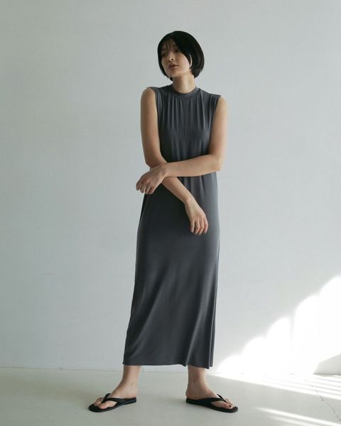 Sleeveless Cut Onepiece / スリーブレス カット ワンピース (グレー)
