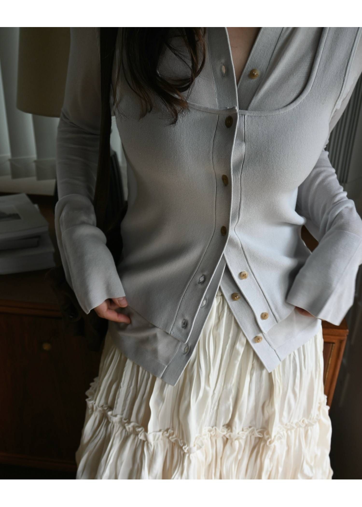 ニットシャツ&タンクトップ (アイスブルー) shirt collar & tank knit ensemble (IceBlue) /  26SS