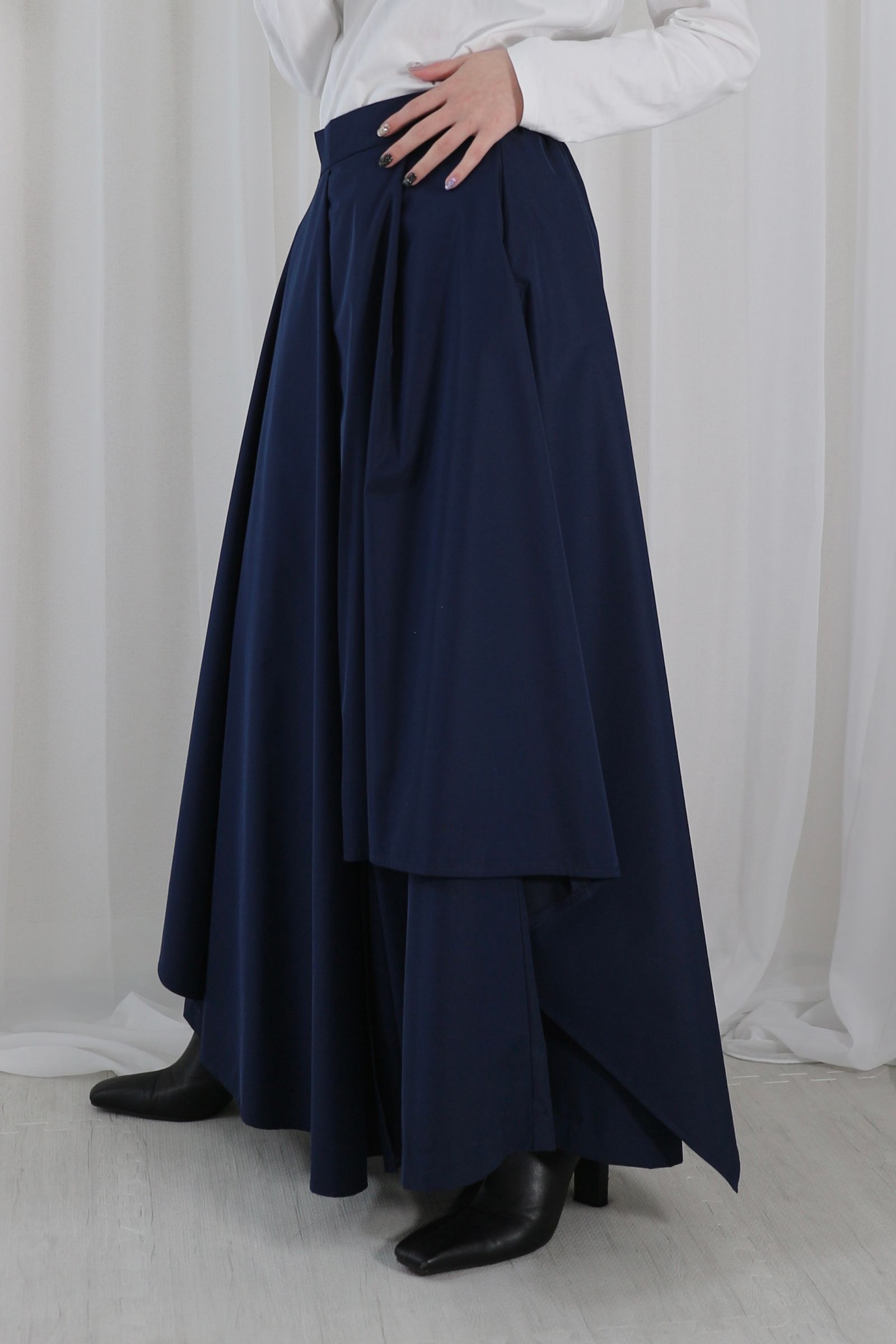 ASYMME LAYERED PT / アシメレイヤードパンツ (ネイビー)