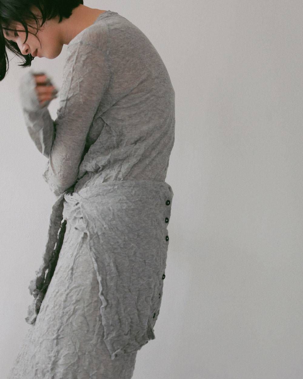 ウォッシャーニットカーディガン (グレー) Washer Knit Cardigan (Gray) / 27SS