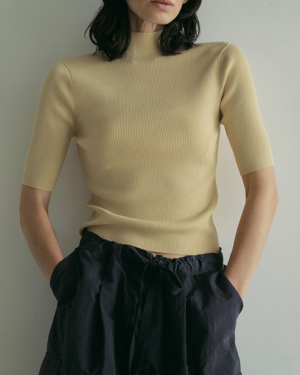 Halfsleeve Rib Knit / ハーフスリーブ リブニット (クリーム)