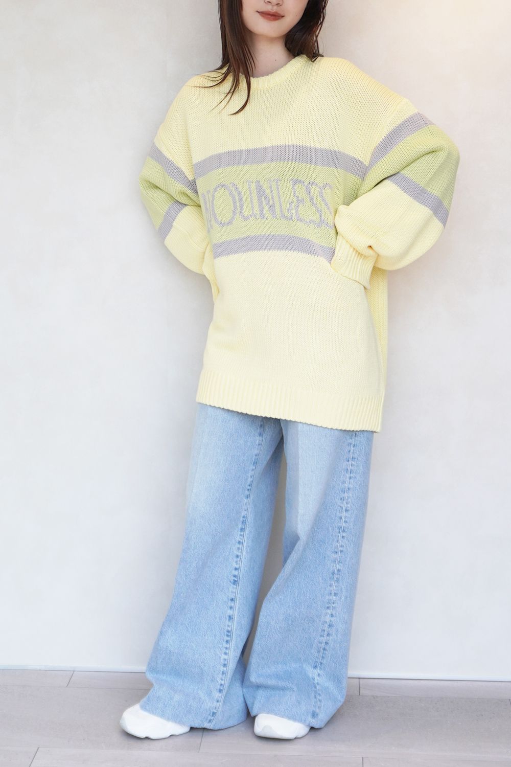 NOUNLESS CLASSIC LOGO KNIT (LEMON) / クラシックロゴニット レモン