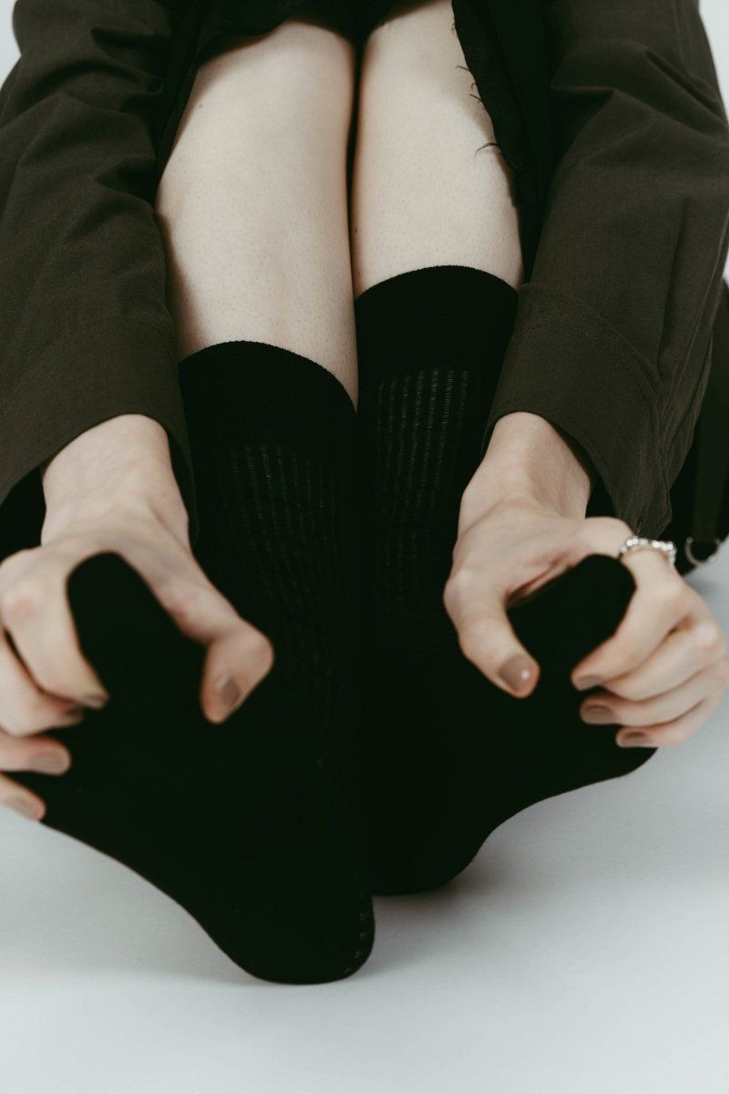 embroidered long socks (Black) / ロゴ刺繍 ロングソックス (ブラック) / 26SS