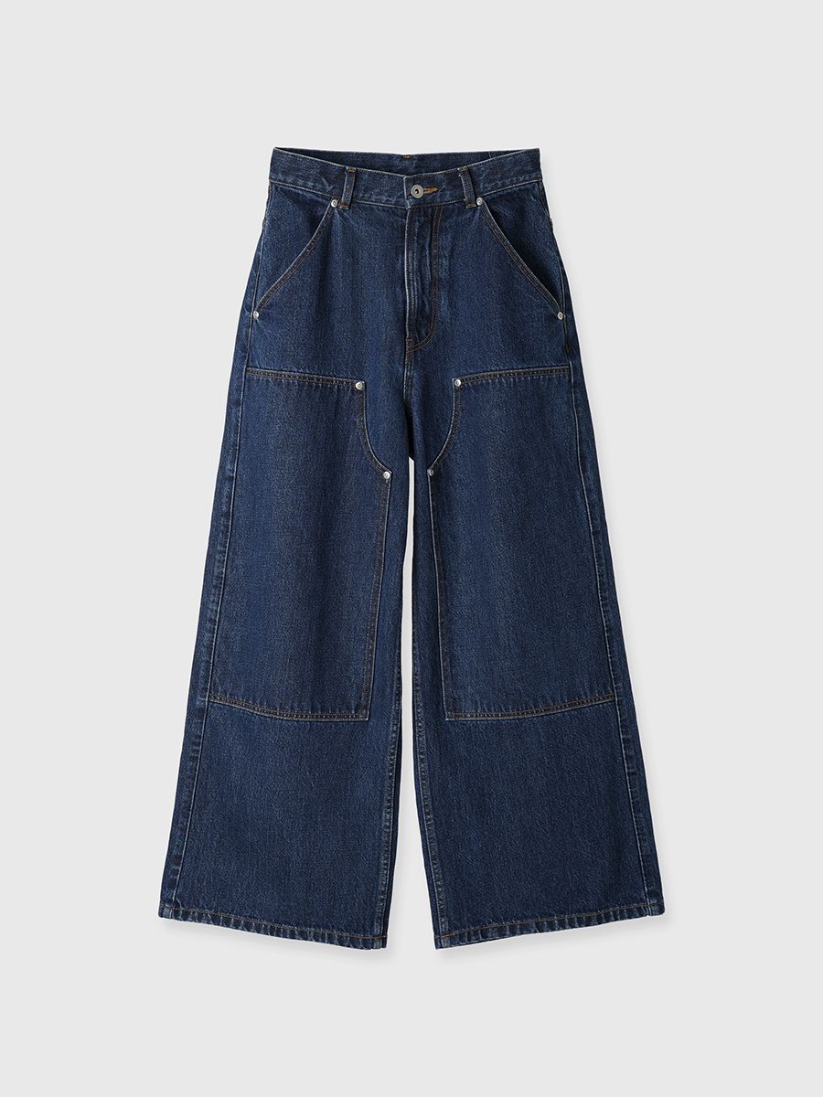 【25SS】DOUBLE KNEE WASHED DENIM PANTS / ダブルニー デニムパンツ (ブルー)