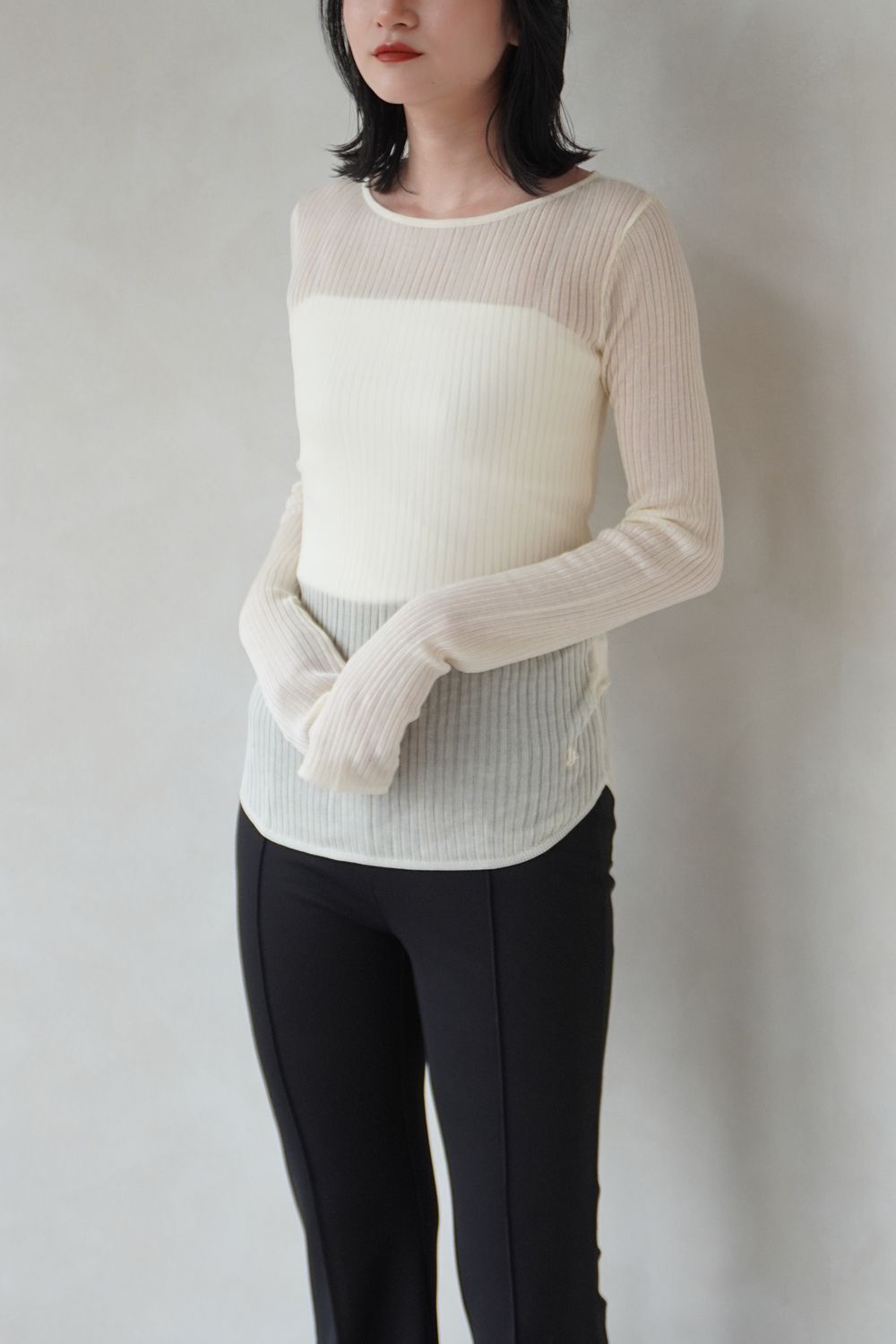 トップス LIBJOIE LIBJOIE - シアーリブニット (サックス) | Sir online store