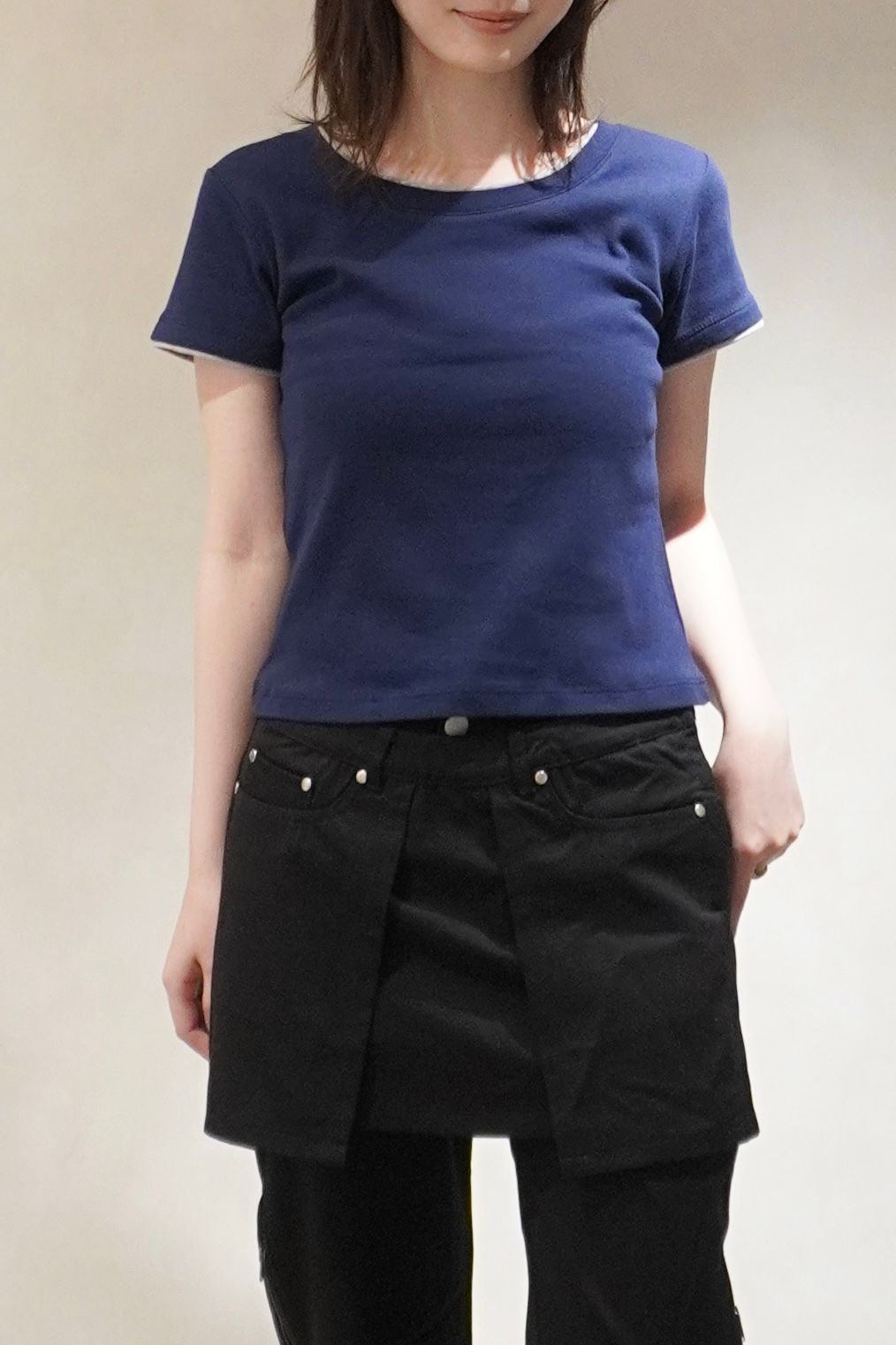 レイヤード クルーネックTシャツ (ネイビー) layered crewneck tee (Navy) /  26SS
