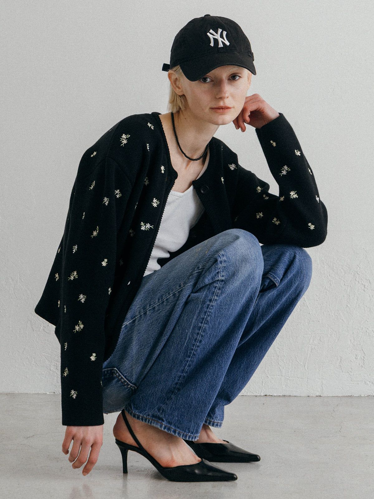 FLOWER EMBROIDERY CD (Black) / フラワーエンブロイダリー カーディガン (ブラック) / 26SS