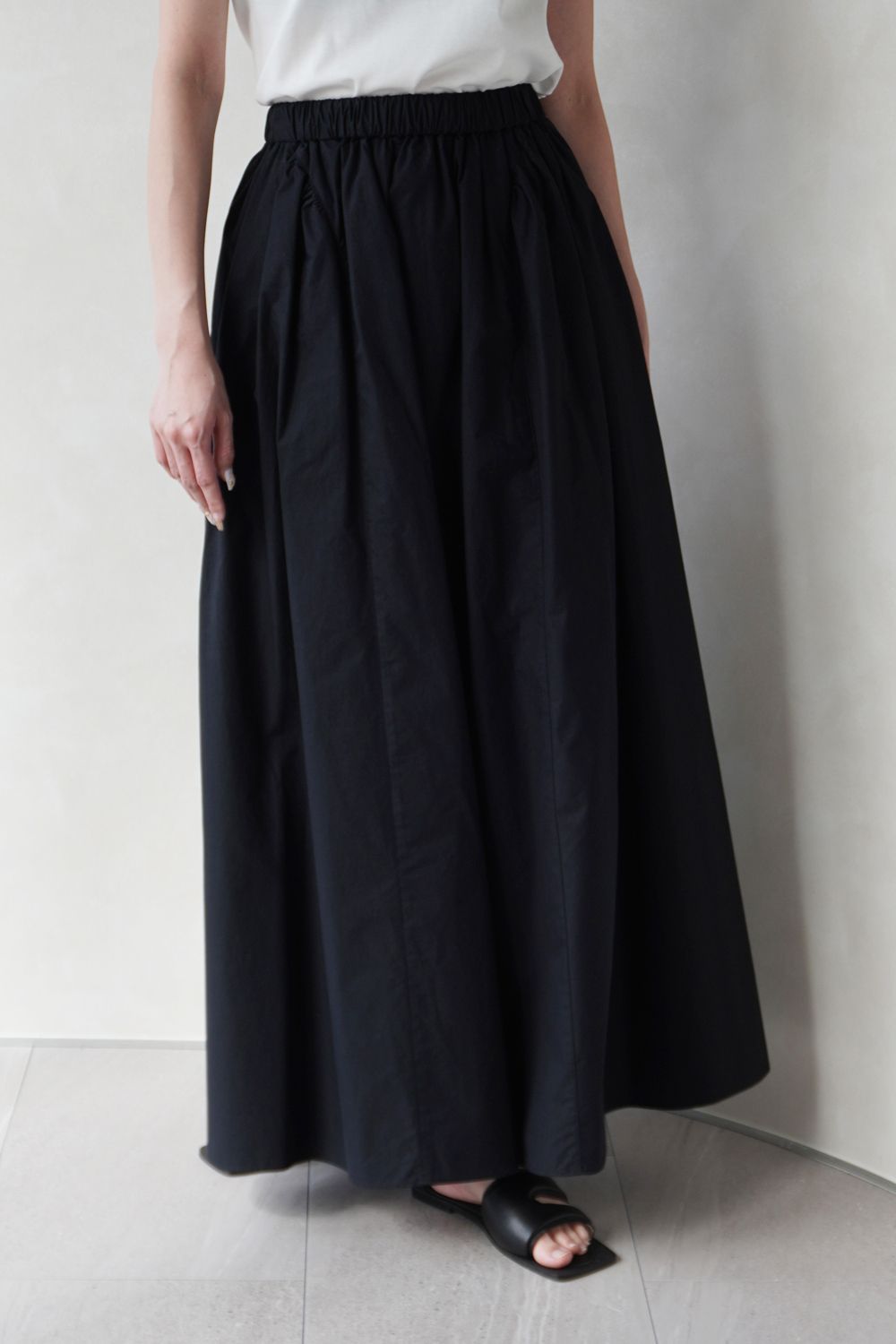 COTTON GATHER VOLUME SKIRT / コットンギャザーボリュームスカート (ブラック)
