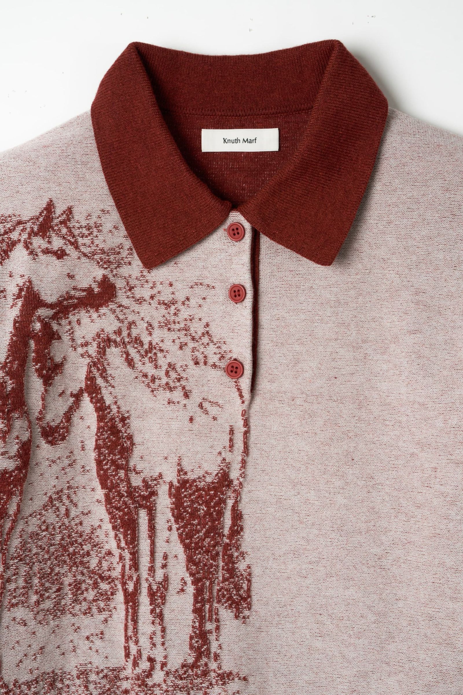 ジャガードポロニット (レッド) jacquard polo knit (Red) / 26AW