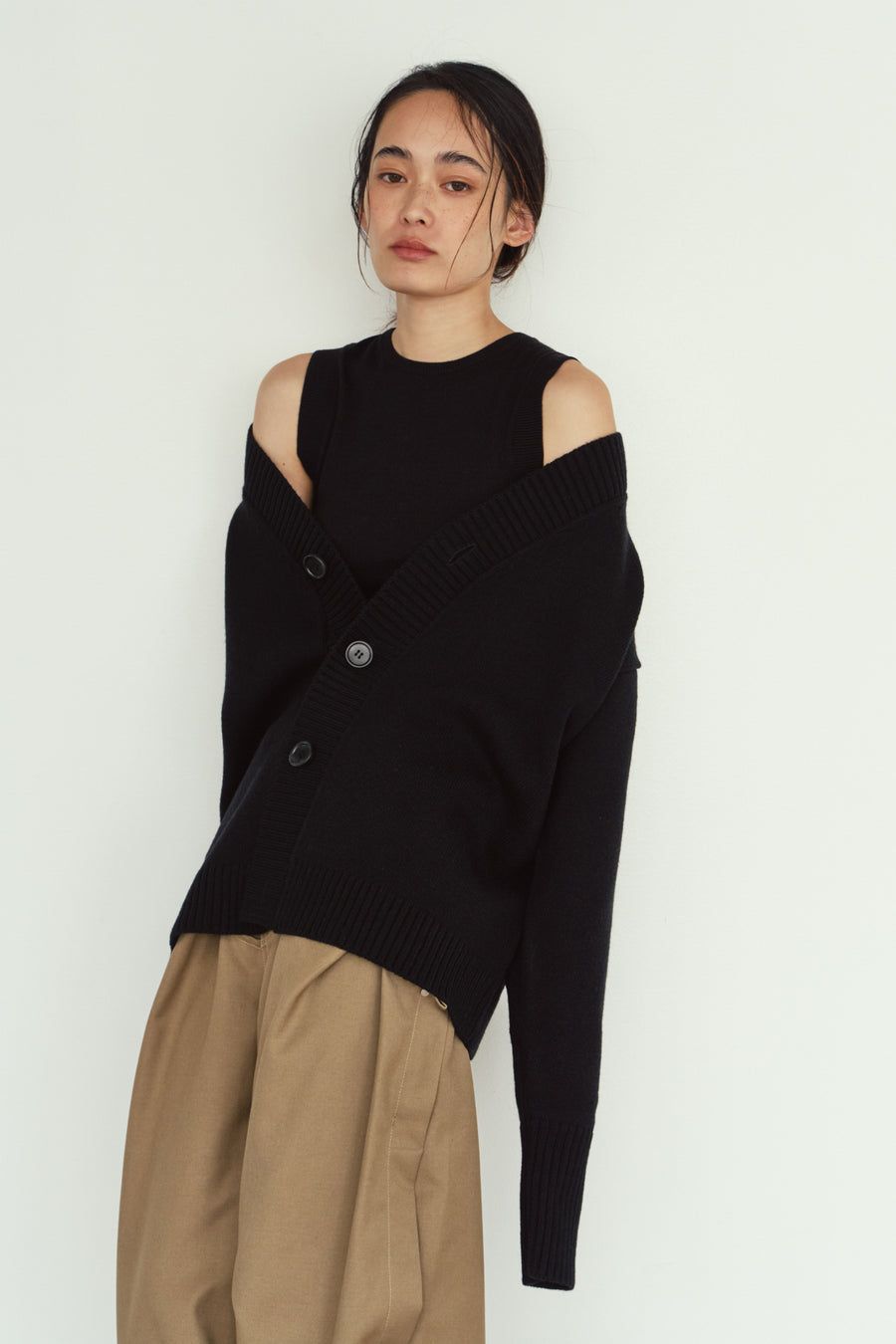 2ピース カーディガン (ブラック) 2-piece cardigan (Black) / 26AW