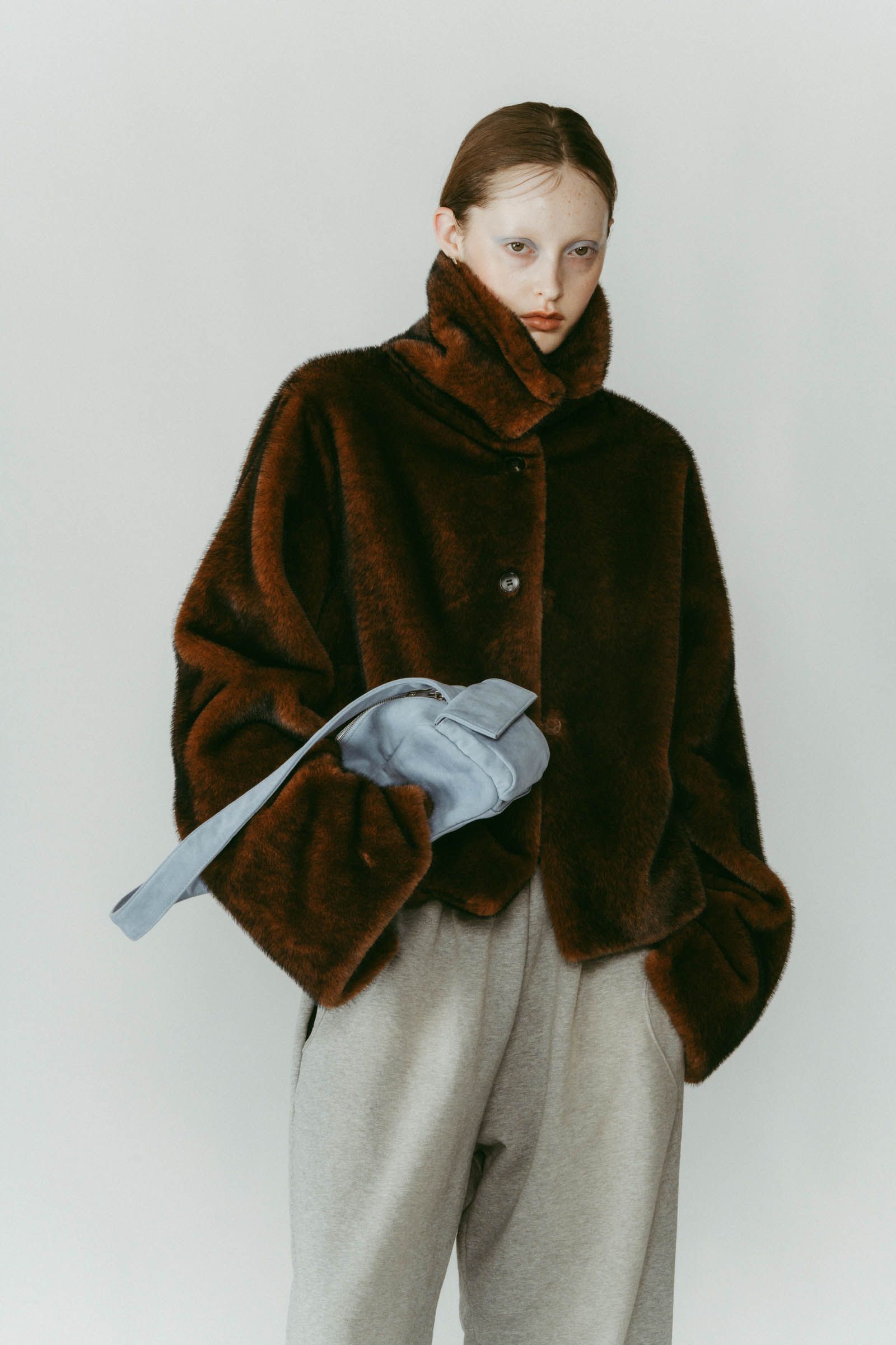 point collar fur coat / ポイントカラー ファーコートジャケット (ブラウン) / 25AW