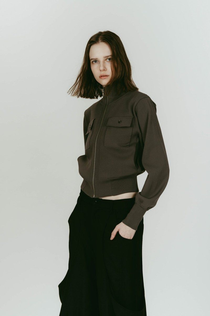 pocket zip up knit (Gray) / ポケットジップアップニット (グレー) / 26SS