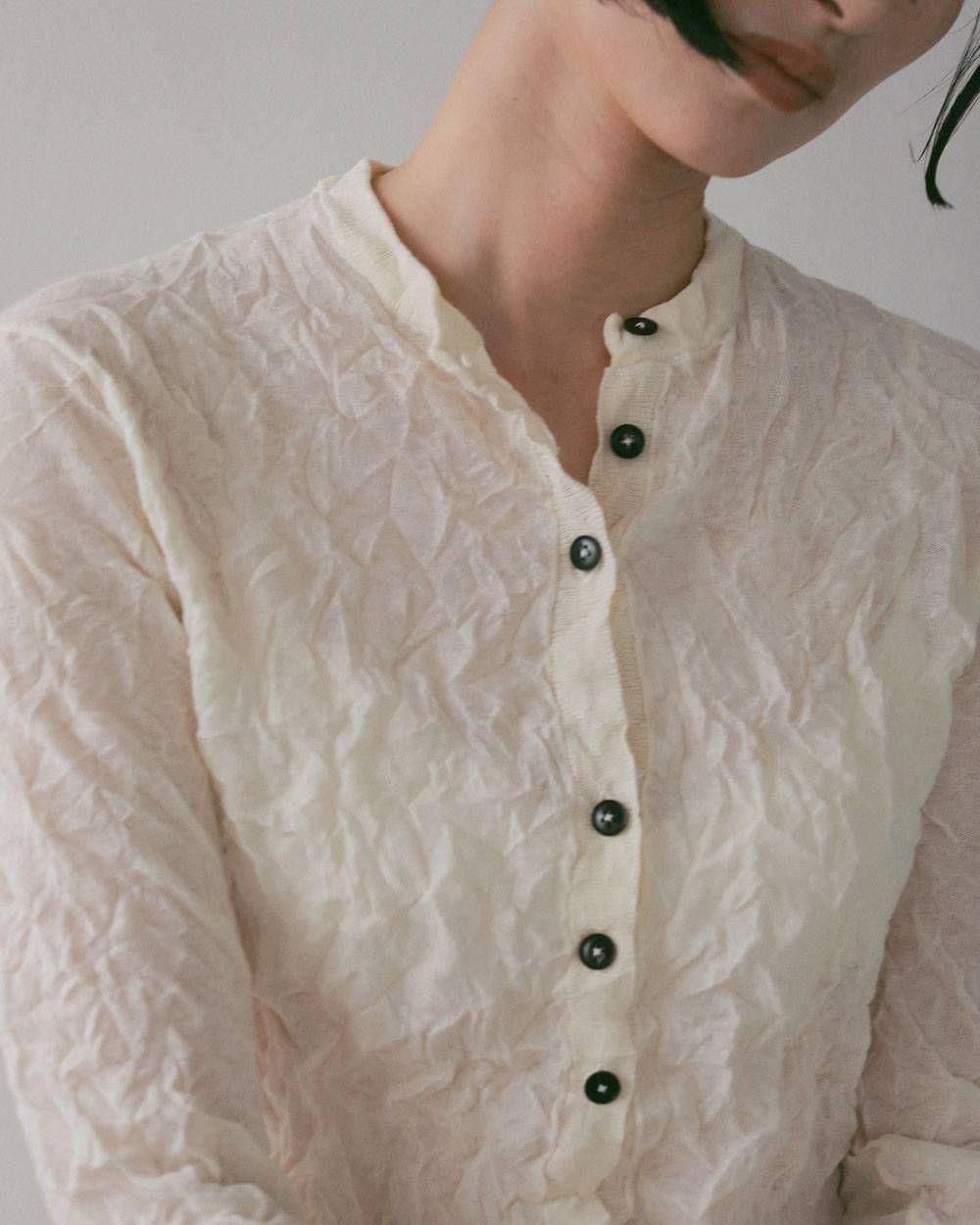 ウォッシャーニットカーディガン (アイボリー) Washer Knit Cardigan (Ivory) / 27SS