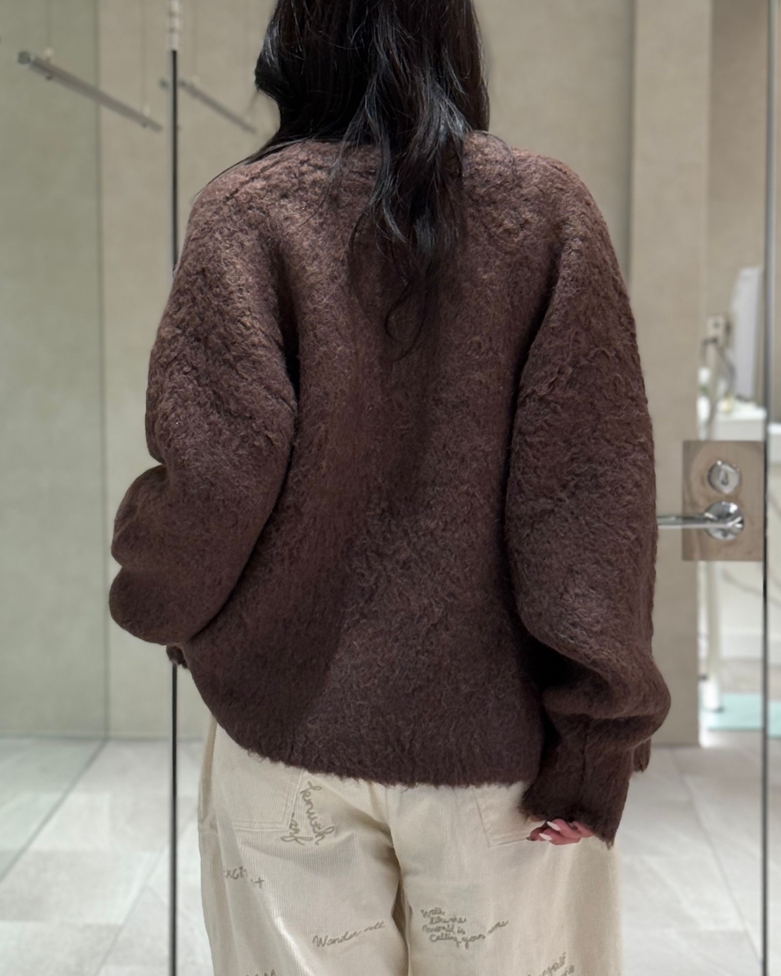 【25AW】Curl shaggy knit cardigan / カールシャギーニットカーディガン (ブラウン)