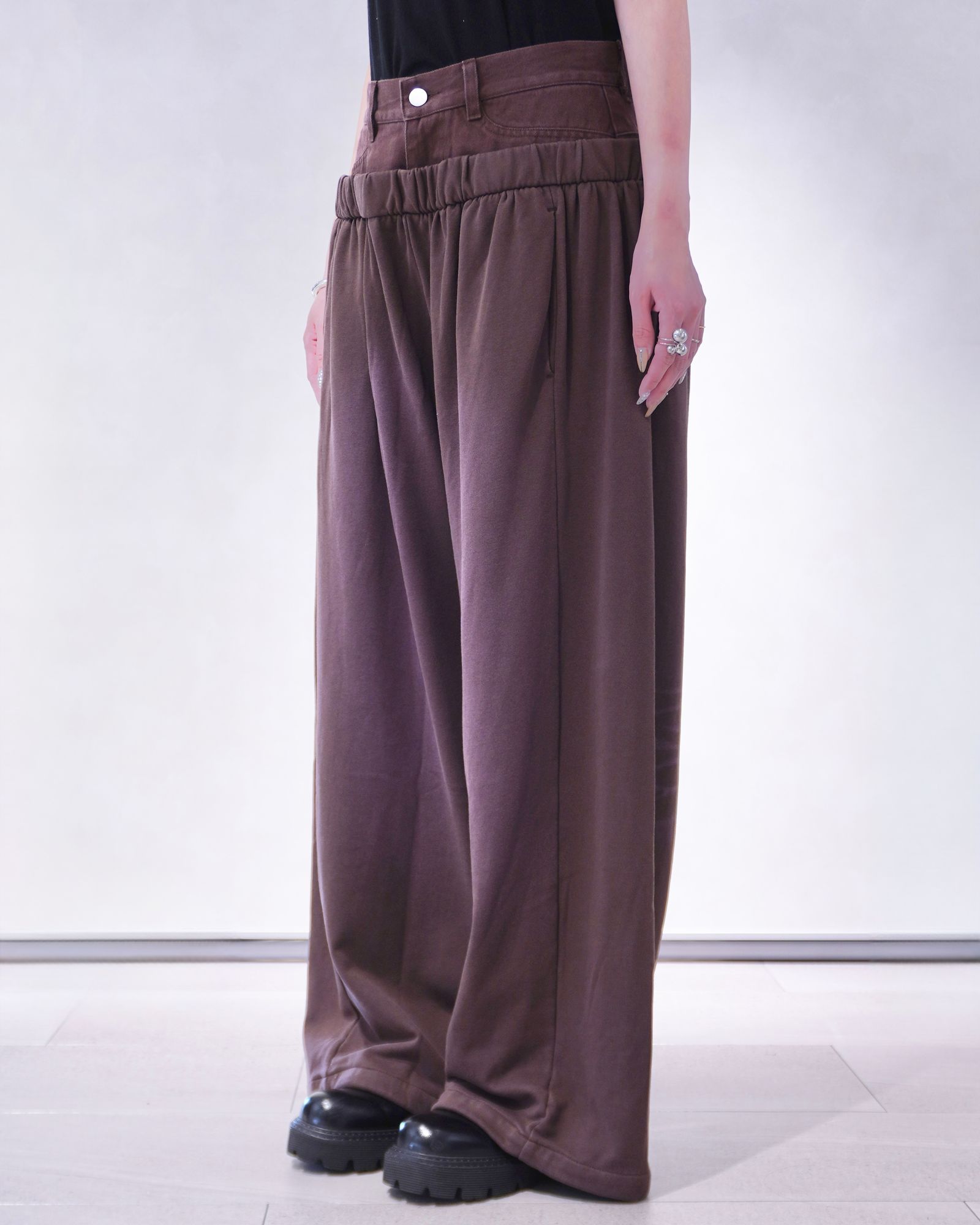 ダブルレイヤースウェットパンツ (ブラウン) double-layer sweatpants (Brown) /  26SS