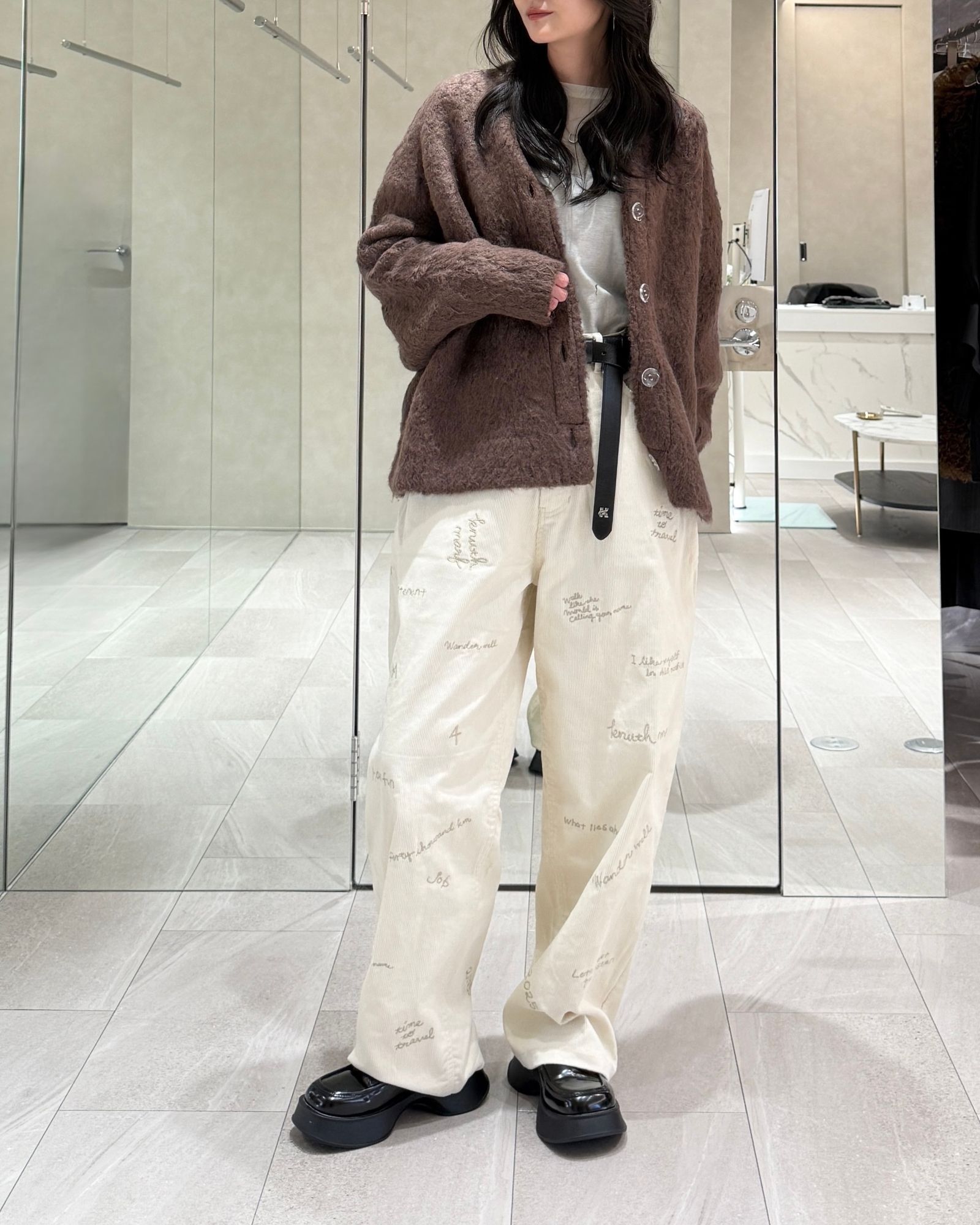 【25AW】Curl shaggy knit cardigan / カールシャギーニットカーディガン (ブラウン)