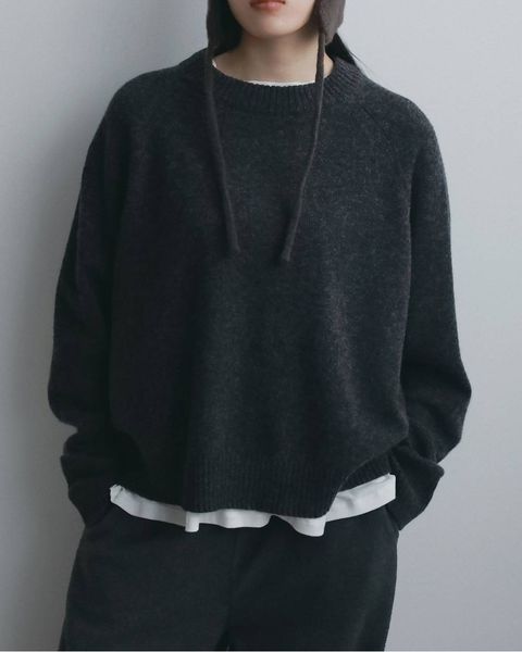 ウールクルーネックトップス (チャコールグレー) Wool Crewneck Tops (Charcoal gray) / 26AW