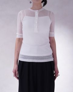 ヘンリートップス (ホワイト) TENCEL CASHMERE HENLEY TOP (White) / 26SS