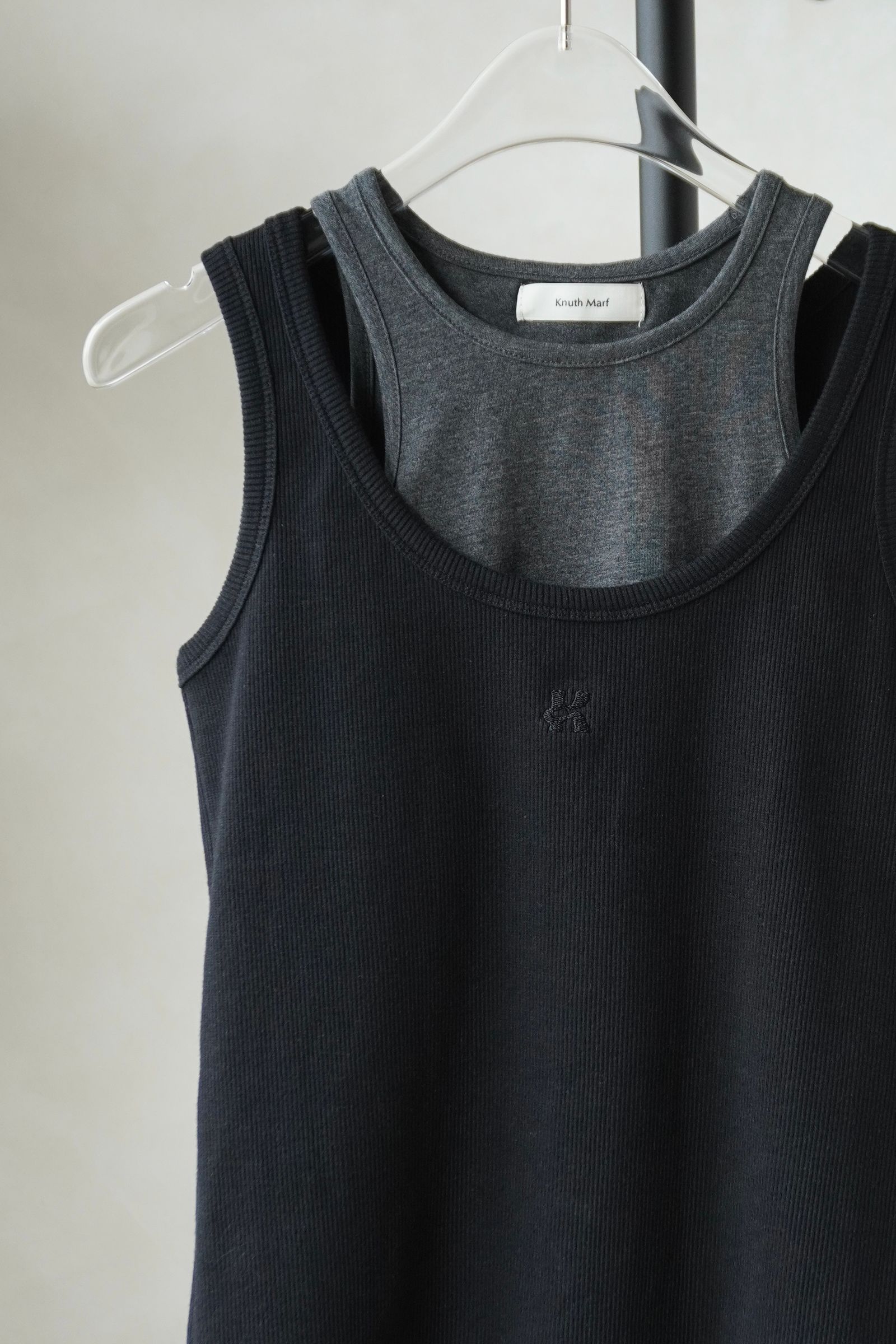 2ピース レイヤードロゴタンクトップ (ブラック) 2piece layered logo tank top