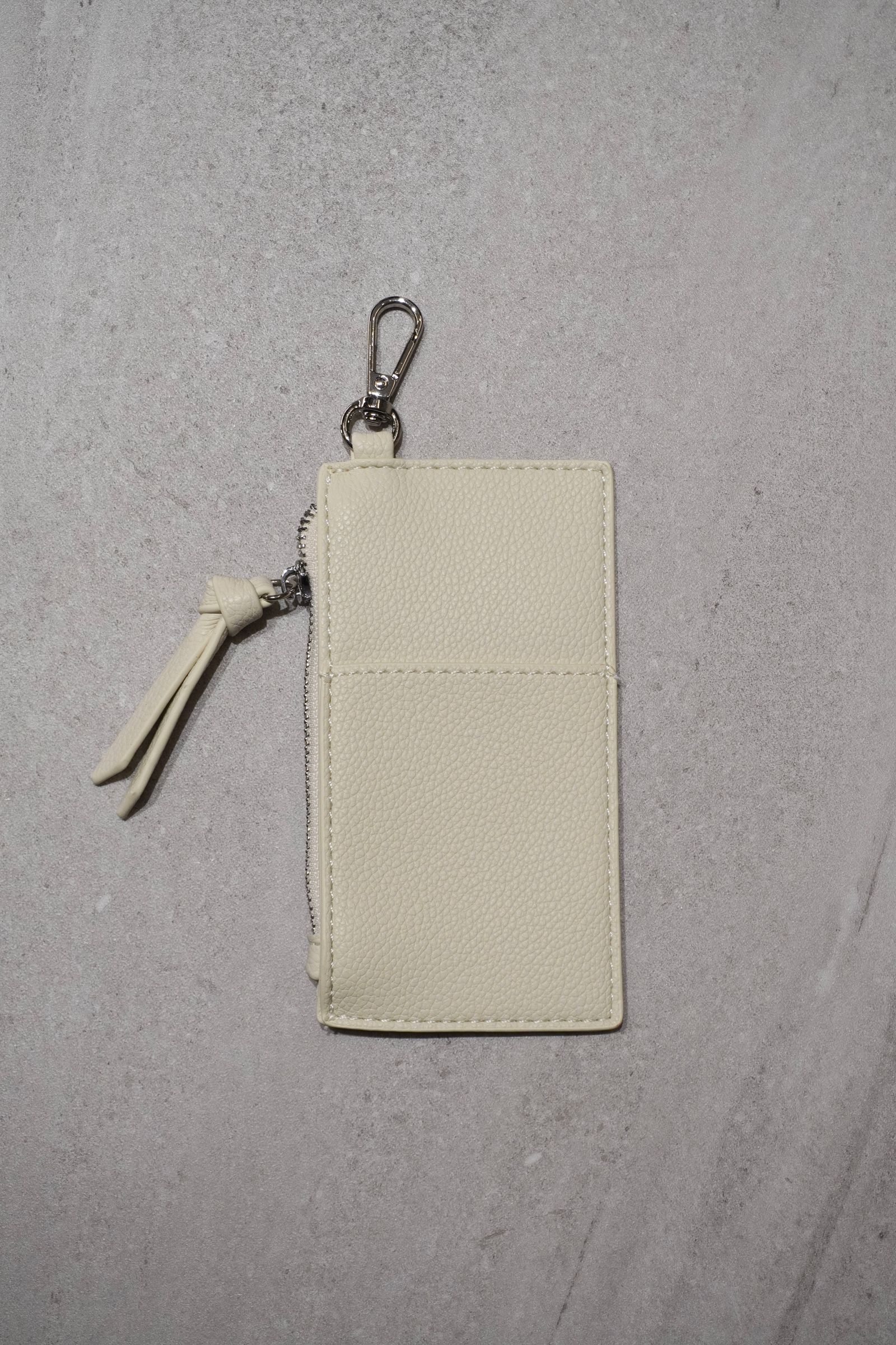 RECYCLING LEATHER MULTI MOBILE POUCH / リサイクルレザーマルチモバイルポーチ (アイボリー) スマホショルダー/コインケース・カードホルダー付き / 取り外し可能