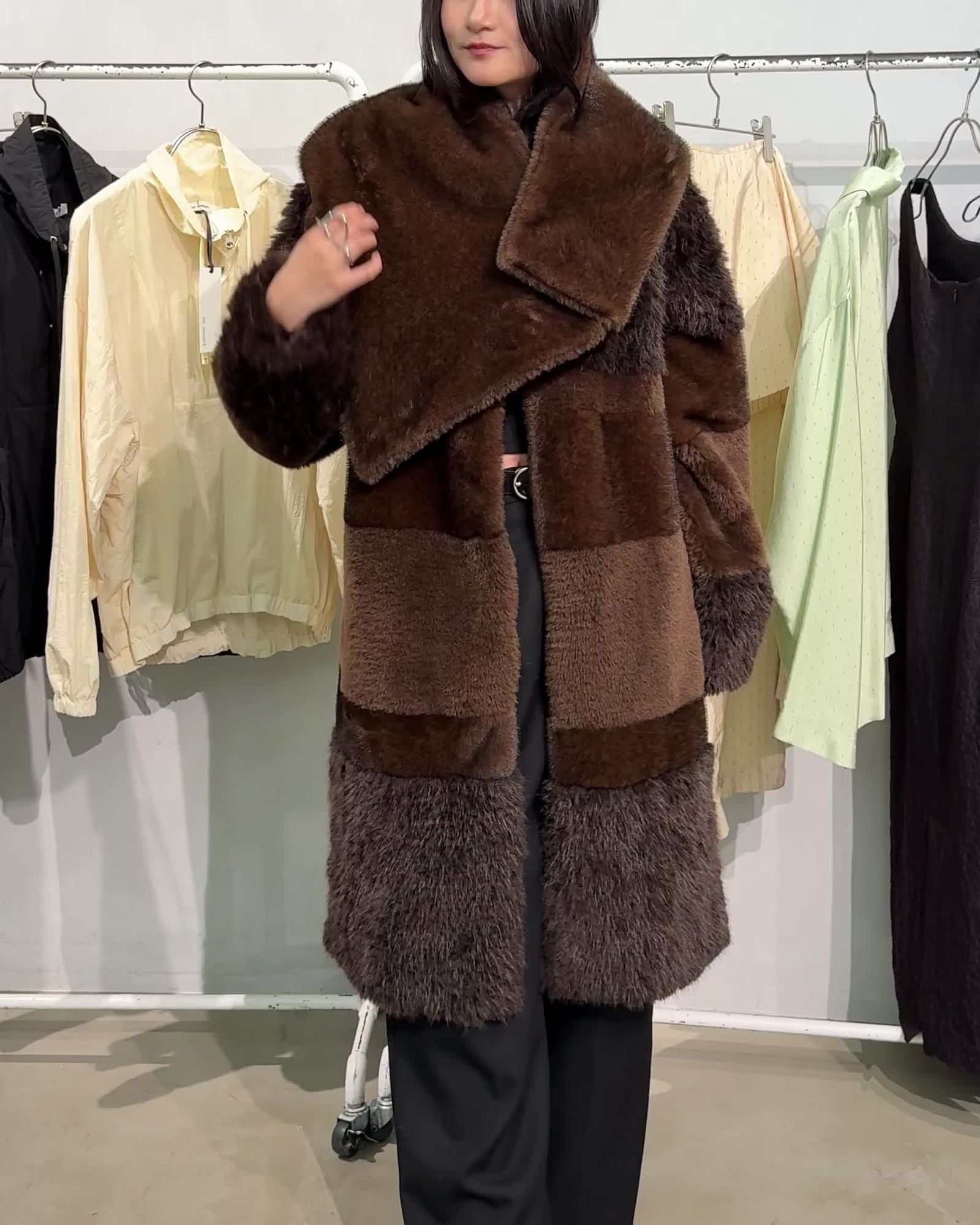 THINK FUR - 【先行予約】【26TH-19】ミックスファーコート (ブラウン