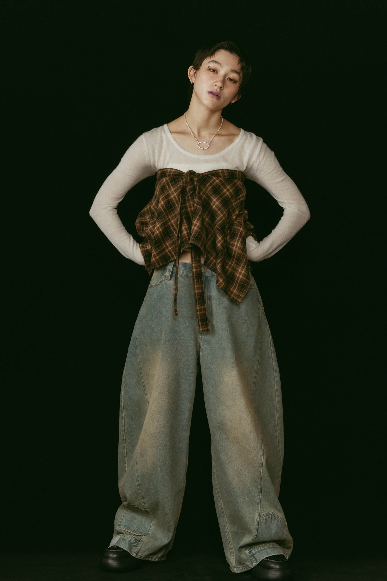 shirt wrap denim pants / シャツ巻き デニム (ブルー) / 25AW