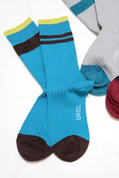 ASYMME BORDER LINE SOCKS / アシメボーダーラインソックス (ターコイズ)