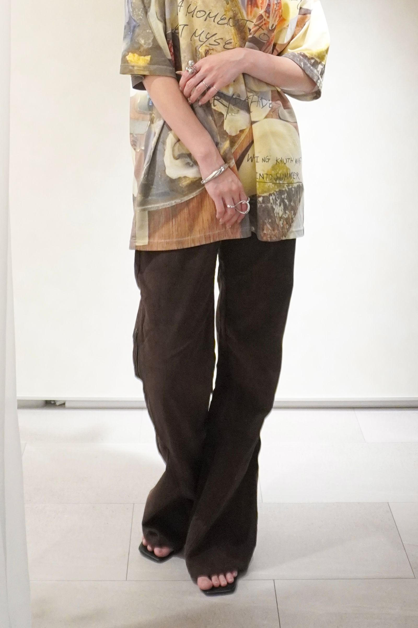 2ピース ジップフレアパンツ (ブラウン) 2piece zip flare pants