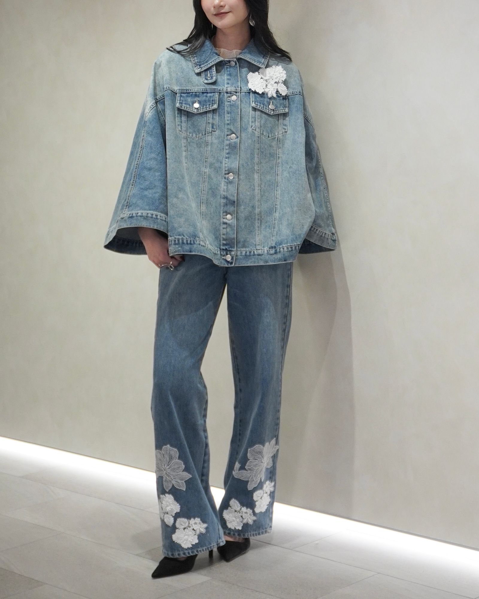 trucker detail denim poncho JK / トラッカー ポンチョ デニムジャケット (L/blue) / 26SS