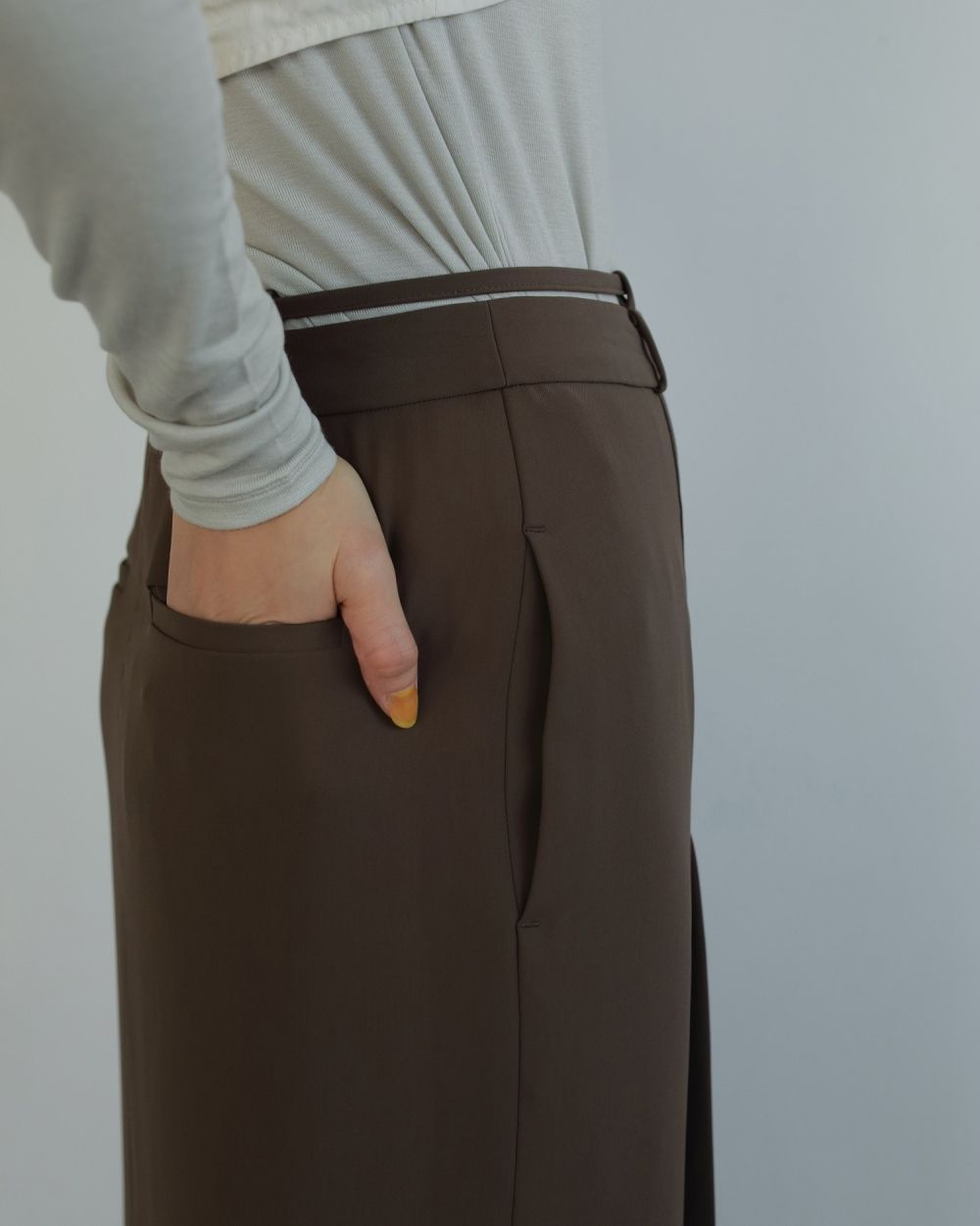 Tuck Long Skirt / タックロングスカート (ブラウン)