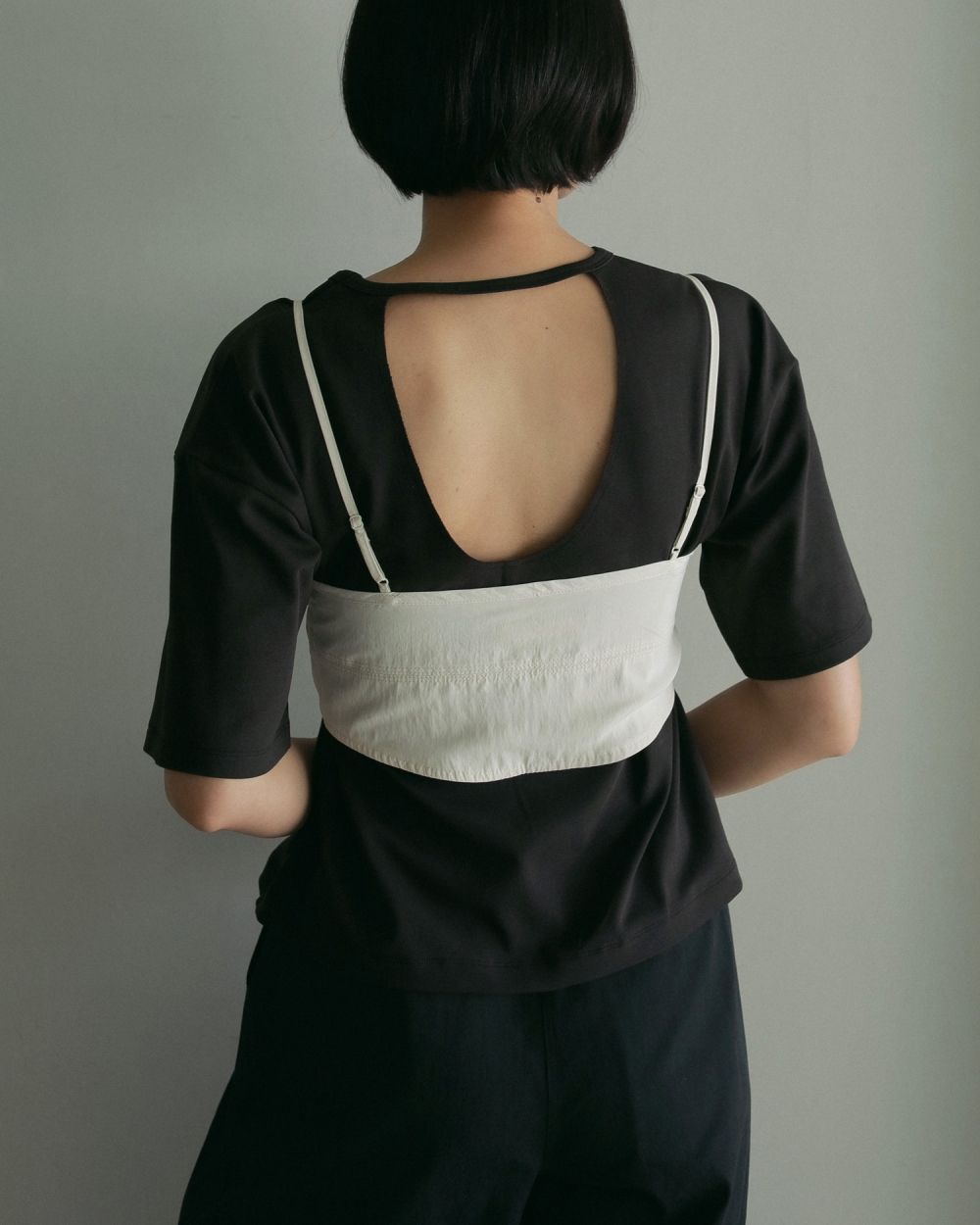 Layered Cut T-shirts / レイヤードカット Tシャツ (ブラック)