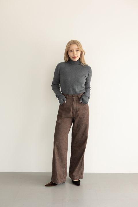 【25AW】Hand Warmer Ribbed Knit Top / ハンドウォーマーリブニットトップス (グレー)