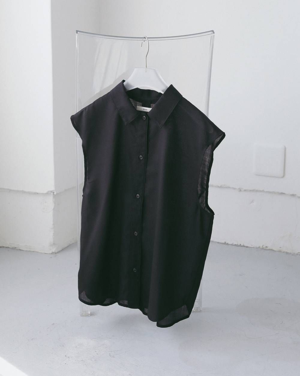 ウールシャンブレー ノースリーブシャツ (ブラック) Woolchambray Sleeveless Shirts (Black) / 27SS