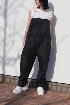 CURB SILHOUETTE OVERALL / カーブシルエットタフタサロペット (ブラック)