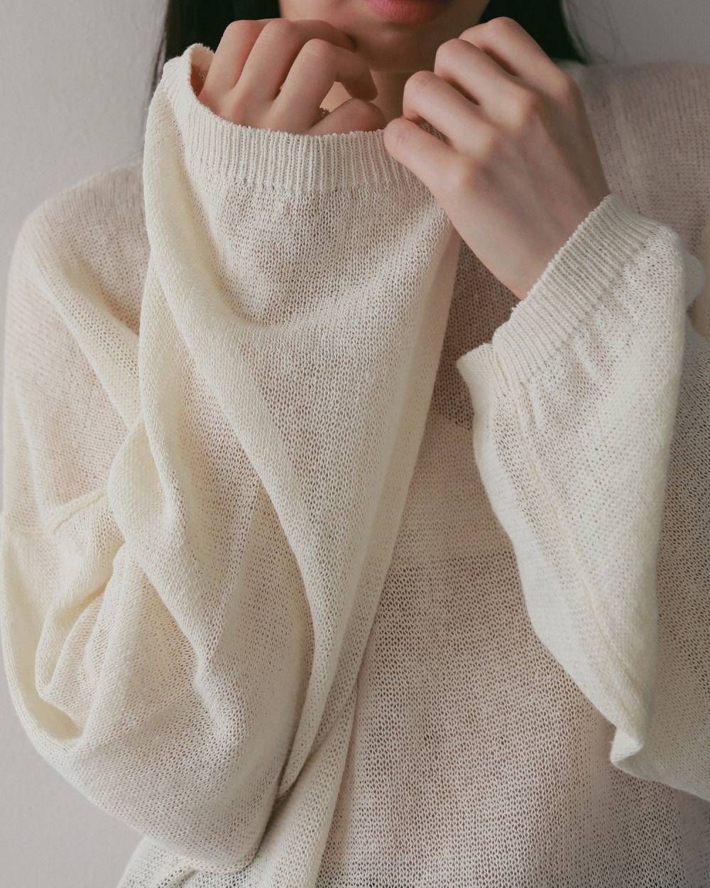 コットンリネン ルーズニット (アイボリー) Cottonlinen Loose Knit (Ivory) / 27SS