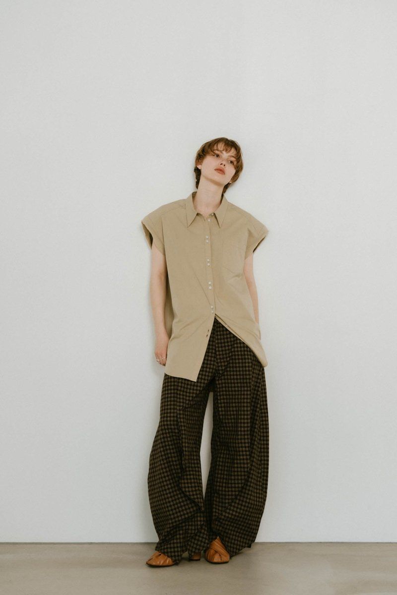 slit deformed pants(unisex) / スリット ディフォームド パンツ (チェックブラック) / 25SS