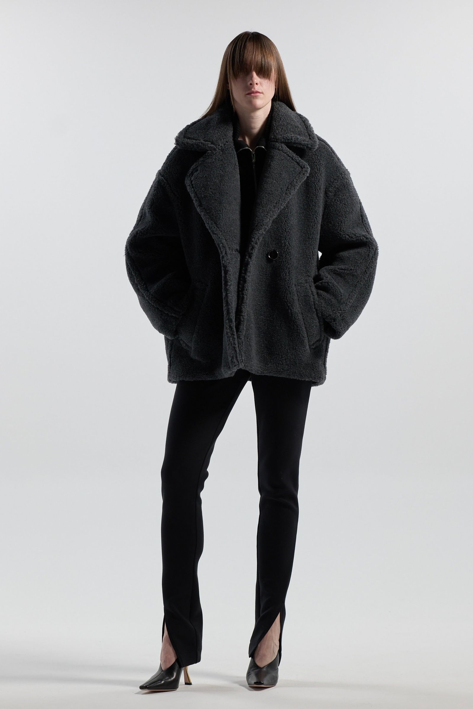 コクーン ミドル ボアコート (チャコールグレー) COCOON MID BOA COAT (Cgray) / 26AW
