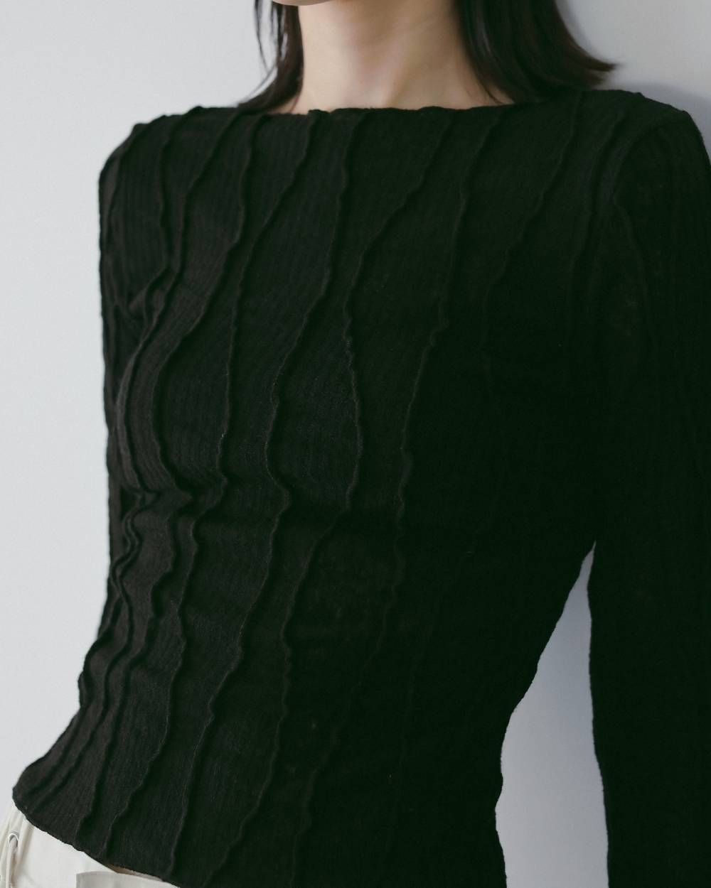 Random Pintuck Tops / ランダムピンタックトップス (Black) / 26SS