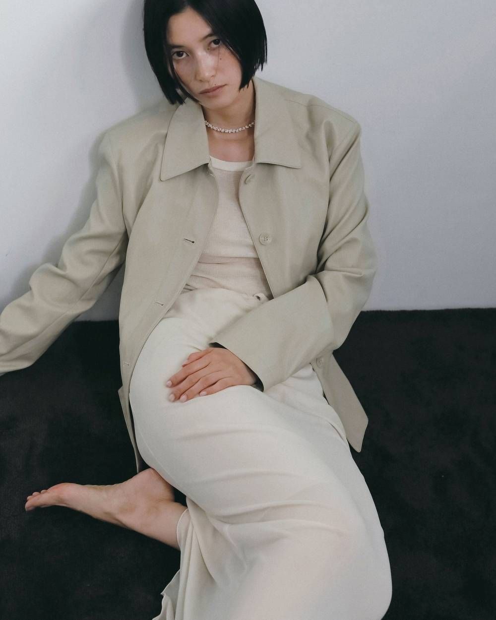 べロアペンシルスカート (アイボリー) Velour Pencil SK (Ivory) / 26AW 【6月29日まで期間限定予約】