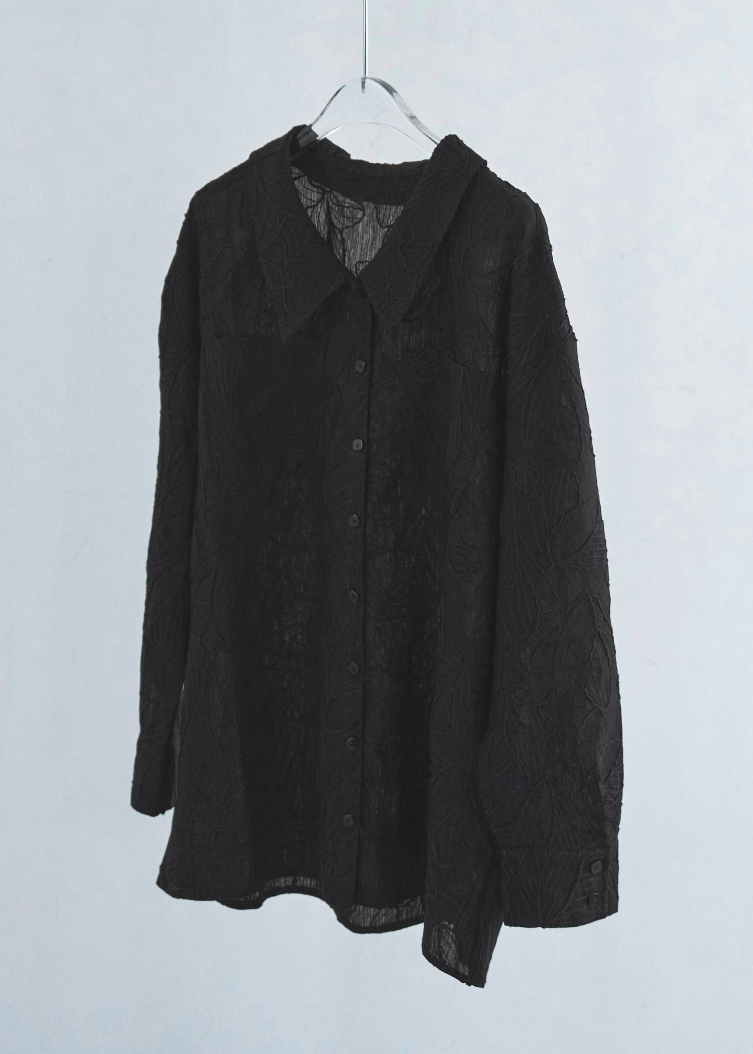 エンブロイダリー リラックス シャツ (ブラック) thread embroidery relax SH (Black) /  26SS
