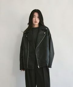 【25AW】Eco Leather Riders Jacket (ブラック) / エコレザーライダースジャケット / フェイクレザー
