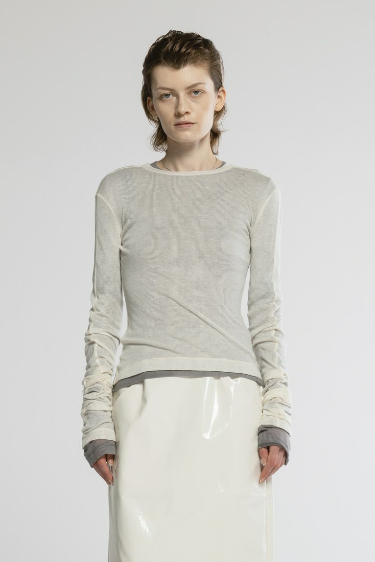 【25SS】TENCEL CASHMERE RIB LONG SLEEVE T-SHIRT / テンセルカシミヤリブロンT (エクリュ)