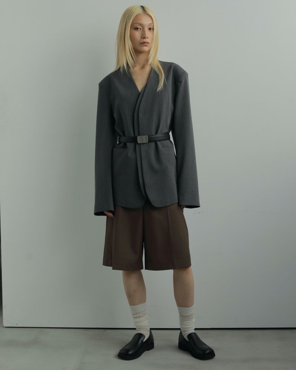 Collarless Over Jacket / カラーレスオーバージャケット (グレー)
