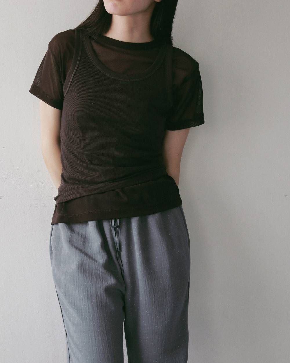 ウールタンクトップ (ブラウン) Wool Rib Tanktop (Brown) / 27SS