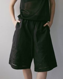 エンブロイダリー ハーフパンツ (ブラック) Embroidery Half Pants (Black) / 27SS