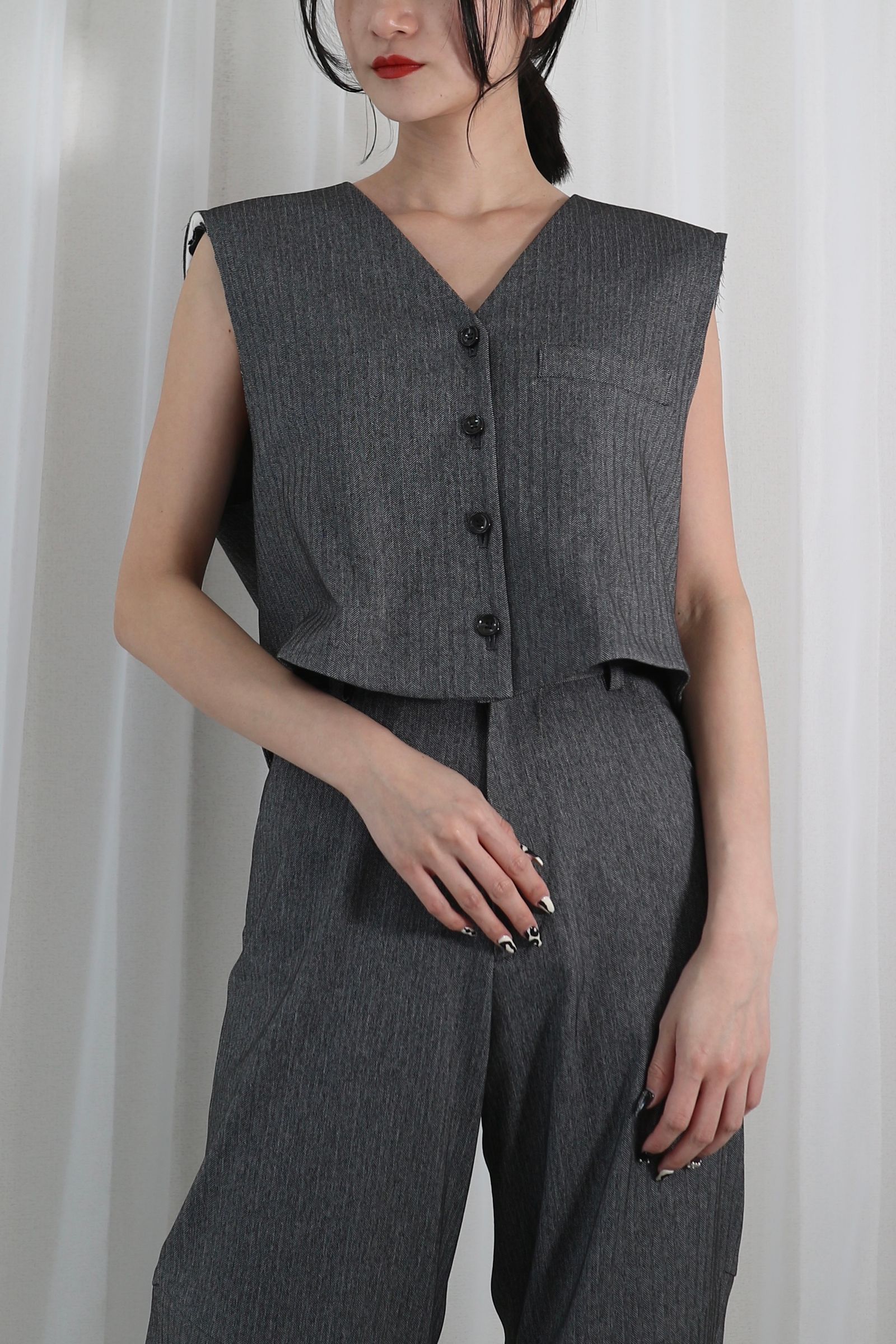 CINOH - LINEN GILET / リネンジレ (グレー) | Sir online store ...