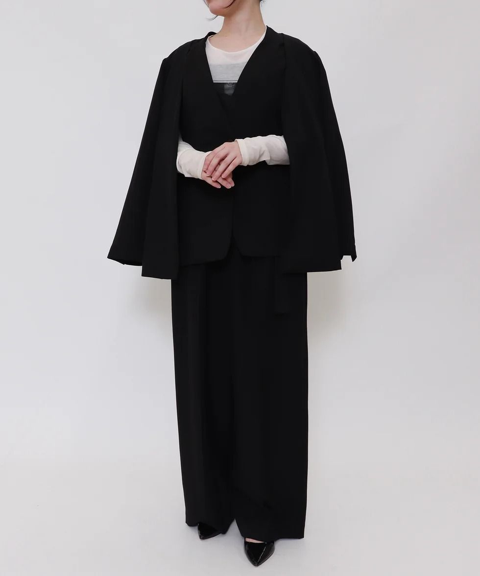 2WAY肩掛けノーカラージャケット (ブラック) Collarless Jacket (Black) /  26AW
