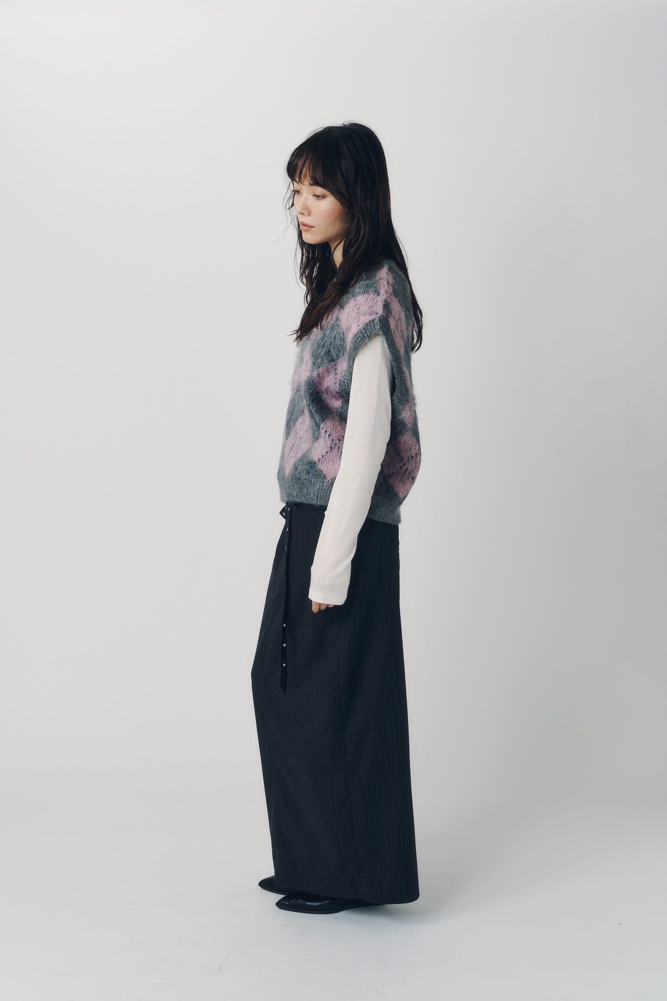 アーガイルニットベスト (ピンク) argyle knit vest (Pink) / 26AW