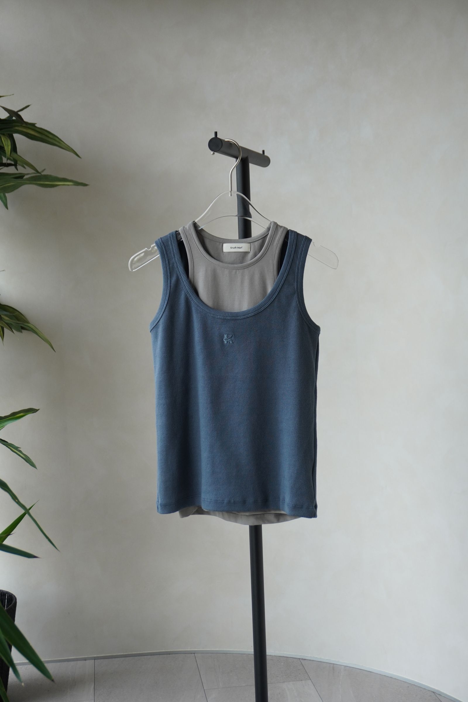 2ピース レイヤードロゴタンクトップ (ブルー) 2piece layered logo tank top