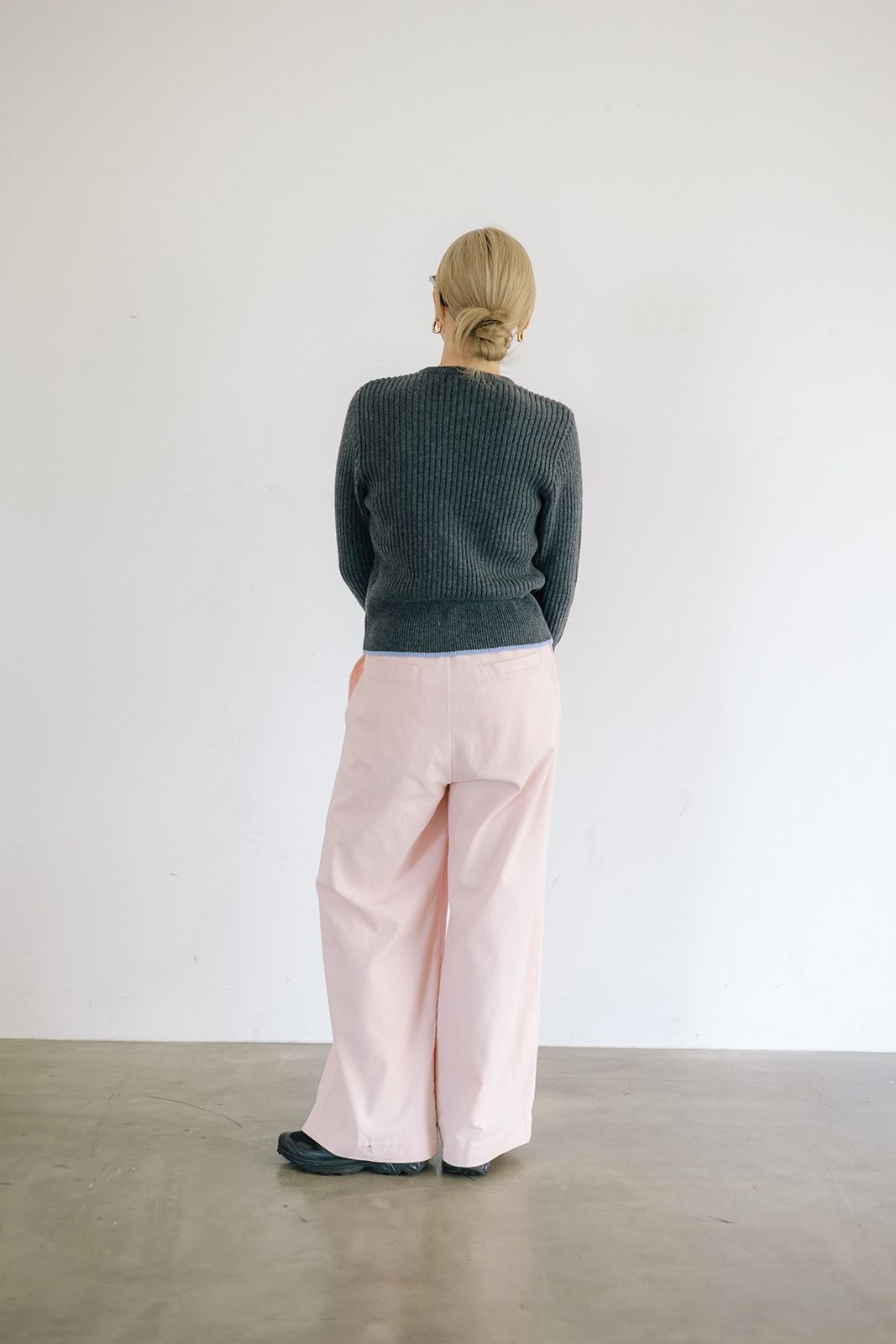 バイカラーリブニットカーディガン (グレー) Rib knit cardigan (Gray) / 26AW
